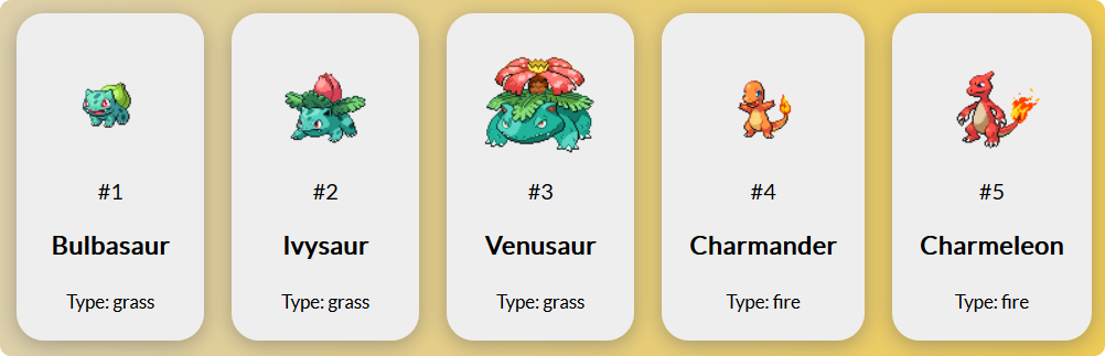 A picture of the pokedex application